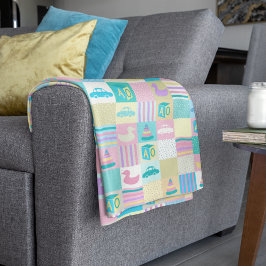 Cobertor De Velo Padrão de Verão Vetorial Com Palmeiras e Mar