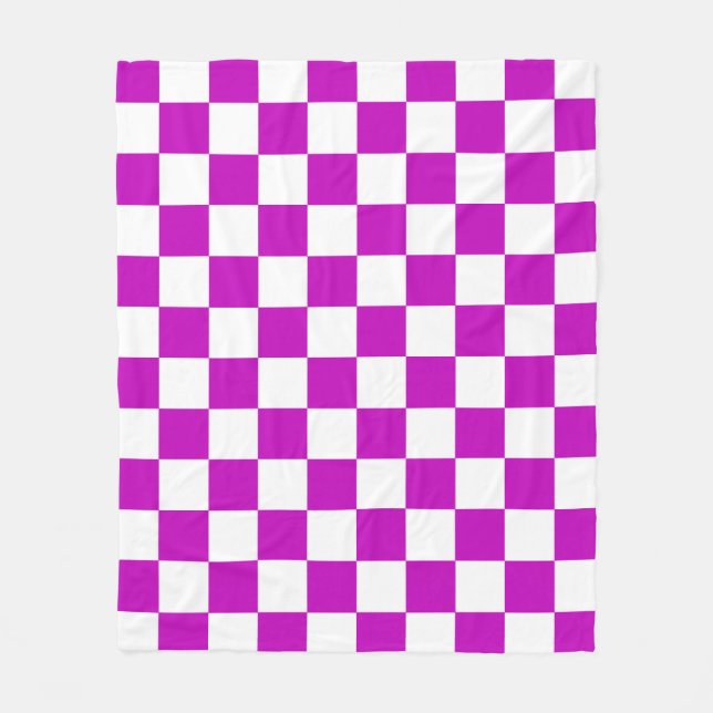 Cobertor De Velo Padrão de Verificação Branco Roxo (Frente)