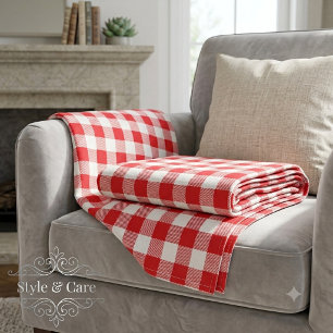 Cobertor De Velo Padrão de Verificação de Gingham Vermelho Encantad