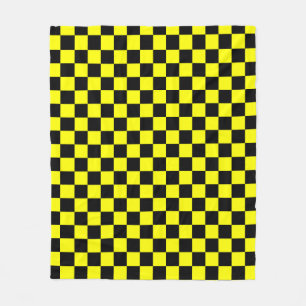 Cobertor De Velo Padrão de Verificação Preto Amarelo