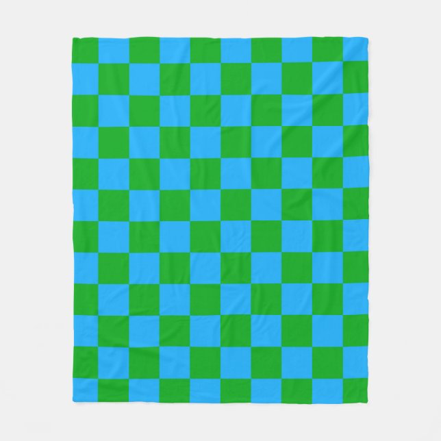 Cobertor De Velo Padrão de Verificação Verde Azul (Frente)