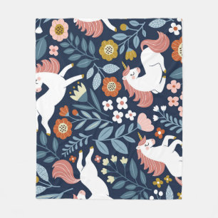 Cobertor De Velo Padrão de Vintagem Floral de Unicórnios Cutos