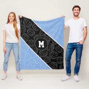 Cobertor De Velo padrão de voleis de arte linear em azul claro e pr
