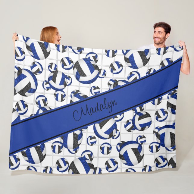 Cobertor De Velo Padrão de volleybolas preto azul com acento líquid (In Situ)