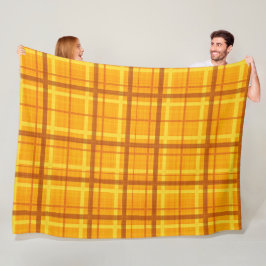 COBERTOR DE VELO PADRÃO DE XADREZ AMARELO DE LARANJA