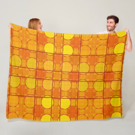 COBERTOR DE VELO PADRÃO DE XADREZ AMARELO DE LARANJA