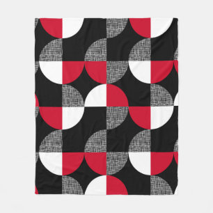 Cobertor De Velo Padrão de xadrez geométrico preto, vermelho e bran