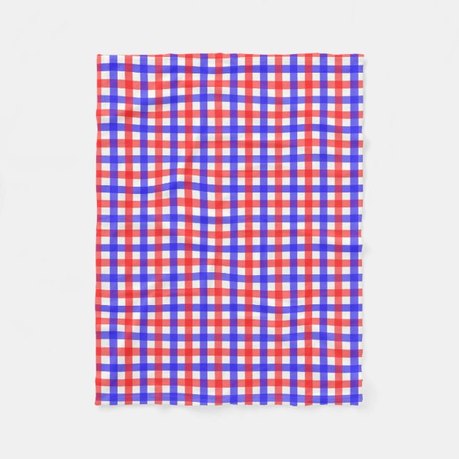 Cobertor De Velo Padrão de Xadrez Red Blue Gingham (Frente)