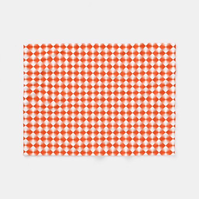 Cobertor De Velo Padrão de Xadrez Vermelha Laranja (Frente (Horizontal))