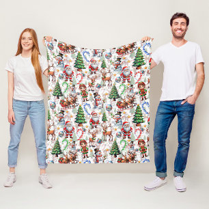 Cobertor De Velo Padrão Decorativo de Natal com Fundo Branco
