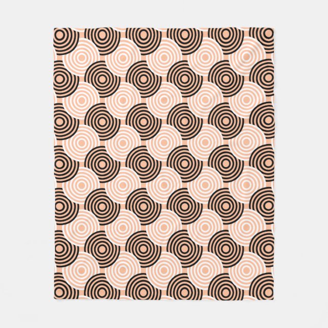 Cobertor De Velo Padrão do Anel do Círculo Negro bege Art-Deco Retr (Frente)