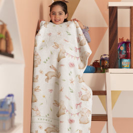 Cobertor De Velo Padrão do coelho rosa-Páscoa da Vintage