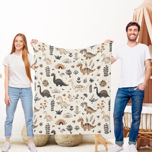 Cobertor De Velo Padrão do Dinossauro da Selva de Boho