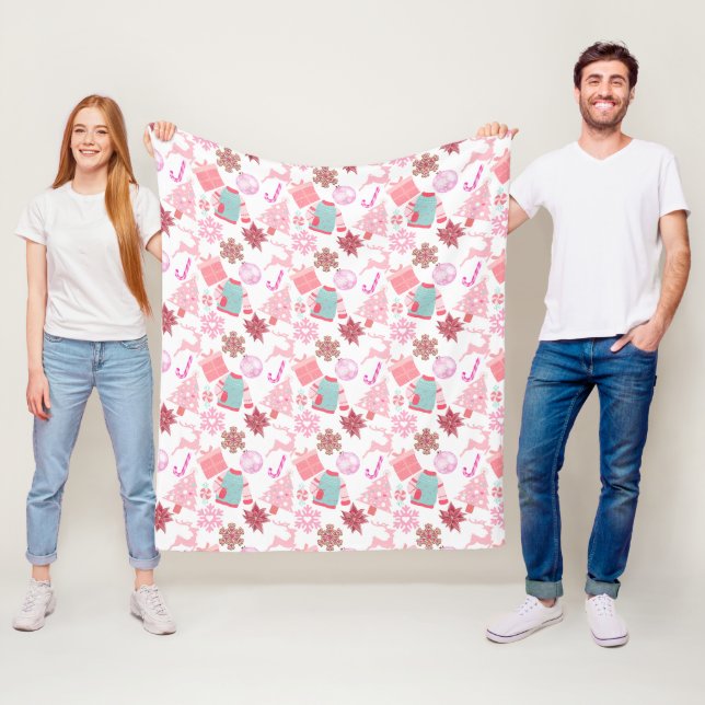 Cobertor De Velo Padrão do Enfeites de natal rosa 02 (In Situ)