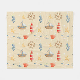 Cobertor De Velo Padrão do Farol de Barcos Náuticos Boho