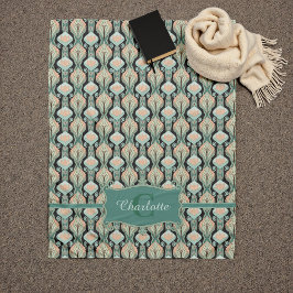 Cobertor De Velo Padrão do Monograma Botânico do Abstrato de Vintag