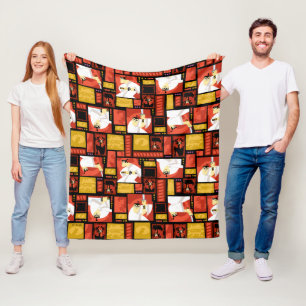 Cobertor De Velo Padrão do painel de artes de caracteres Samurai Ja