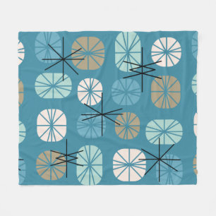 Cobertor De Velo Padrão do século médio Oblongs Teal White Dourado