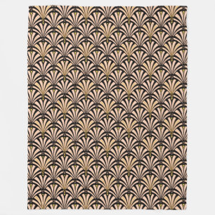 Cobertor De Velo Padrão do ventilador Art Deco - pêssego em preto