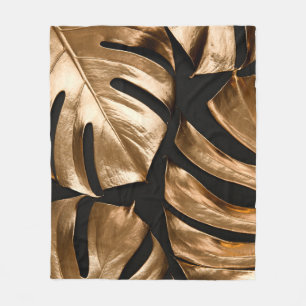 Cobertor De Velo padrão Dourado das folhas de monstera