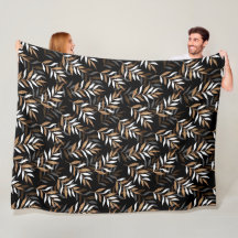 Padrão Elegante de Folhas Negras e Douradas