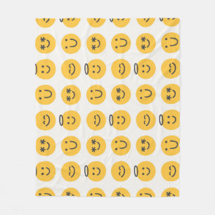 Cobertor De Velo Padrão Emoji Feliz Desenhado Pela Mão