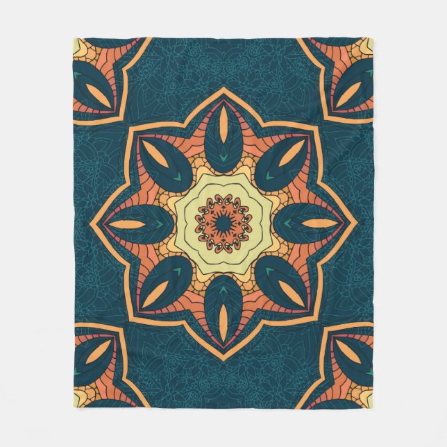 Cobertor De Velo Padrão étnico uniforme com mandala. ilustração (Frente)
