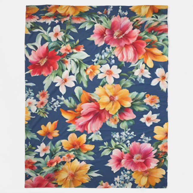 Cobertor De Velo Padrão Floral Amarelo de Verão (Frente)