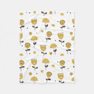 Cobertor De Velo Padrão Floral Amarelo do meio século