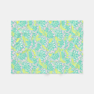 Cobertor De Velo Padrão floral amarelo verde fofo