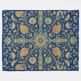 Cobertor De Velo Padrão Floral Arabesco Persa Azul Real