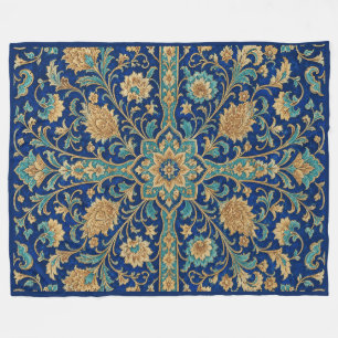 Cobertor De Velo Padrão Floral Arabesco Persa Azul Real