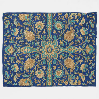 Cobertor De Velo Padrão Floral Arabesco Persa Azul Real