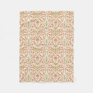 Cobertor De Velo Padrão Floral Art Nouveau em Ocre, Pêssego e Salvi