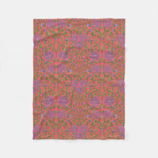 Cobertor De Velo padrão floral Art Nouveau violeta rosa verde