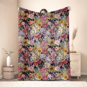 Cobertor De Velo Padrão floral azul amarelo elegante fofo