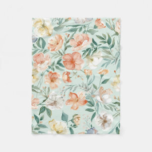 Cobertor De Velo Padrão Floral Azul Aquarela de Prado de Flores Sil