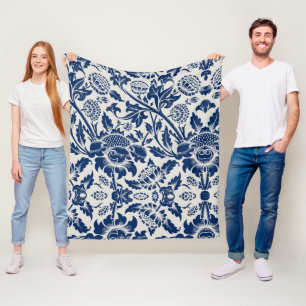 Cobertor De Velo Padrão floral azul intricado em fundo claro
