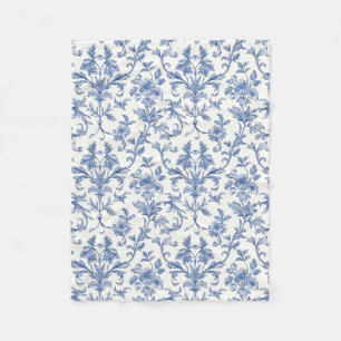 Cobertor De Velo Padrão Floral Azul Toile de Jouy Francês Country