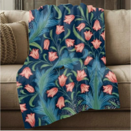 Cobertor De Velo Padrão Floral Azul Verde Rosa William Morris