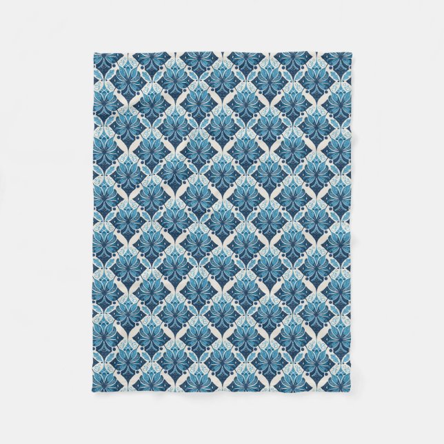 Cobertor De Velo Padrão Floral Boho Elegante em Azul (Frente)