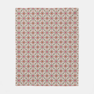 Cobertor De Velo Padrão Floral Boho em Vermelho, Rosa e Turquesa