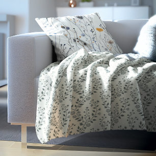 Cobertor De Velo Padrão Floral Boho Minimalista Creme Salvia Elegan