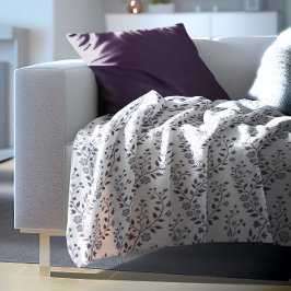 Cobertor De Velo Padrão Floral Boho Moderno Ameixa Branco