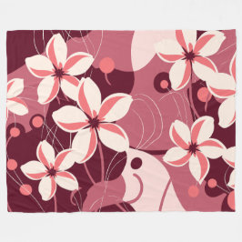 Cobertor De Velo Padrão Floral Branco Creme e Rosa Pêssego