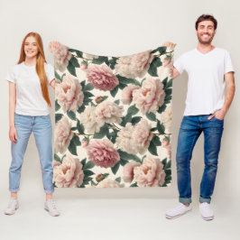 Cobertor De Velo Padrão Floral Branco Peônia Rubor Feminino