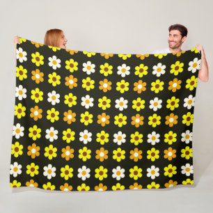 Cobertor De Velo padrão floral branco-primavera amarelo