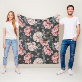 Cobertor De Velo Padrão Floral Cinza Rosa Poético Poeira Romântica