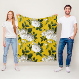 Cobertor De Velo Padrão Floral Clássico Amarelo Rosa Branco