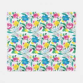 Cobertor De Velo Padrão floral com buquê colorido.